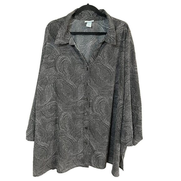 Maggie Barnes Polka Dot Top 5X Black Floral Neutral Minimalist Classic Chic 80s - Picture 1 of 13